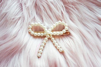 Gold Pearl Bow Hair Clip - Franklins