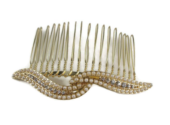Gold Pearl Crystal Hair Comb - Franklins
