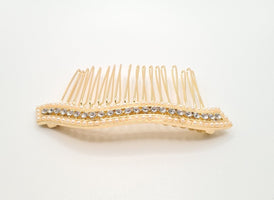 Gold Pearl Crystal Ribbon Hair Comb - Franklins