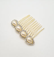 Gold Pearl Studded Diamanté Hair Comb - Franklins