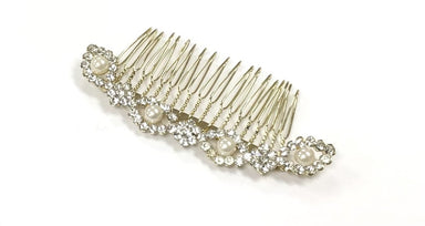 Gold Plated Bridal Pearl & Diamanté Comb - Franklins