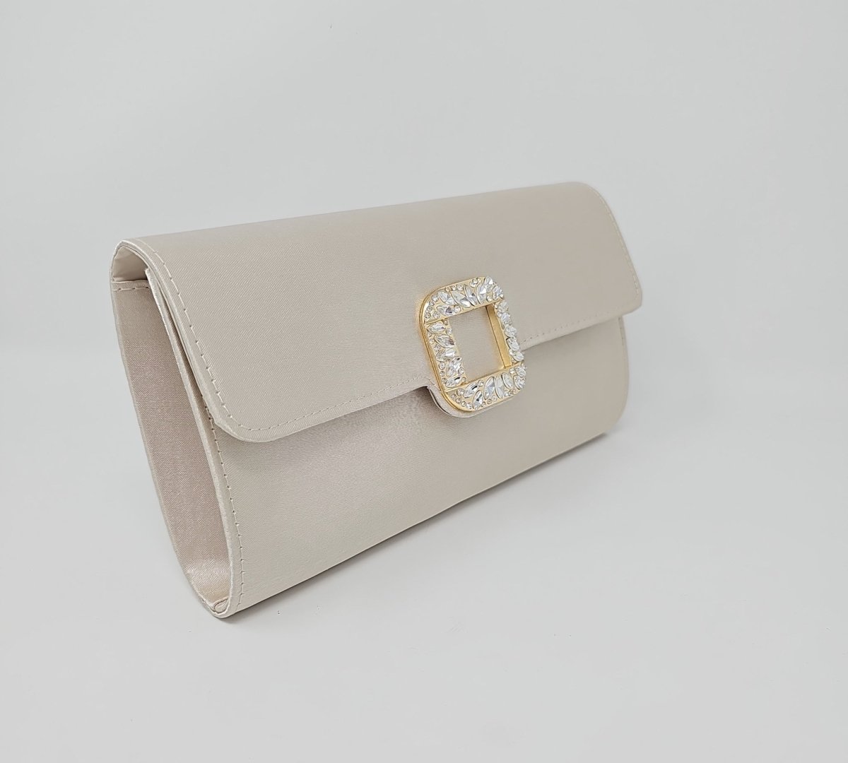 Gold Satin Diamante Clutch Bag - Franklins