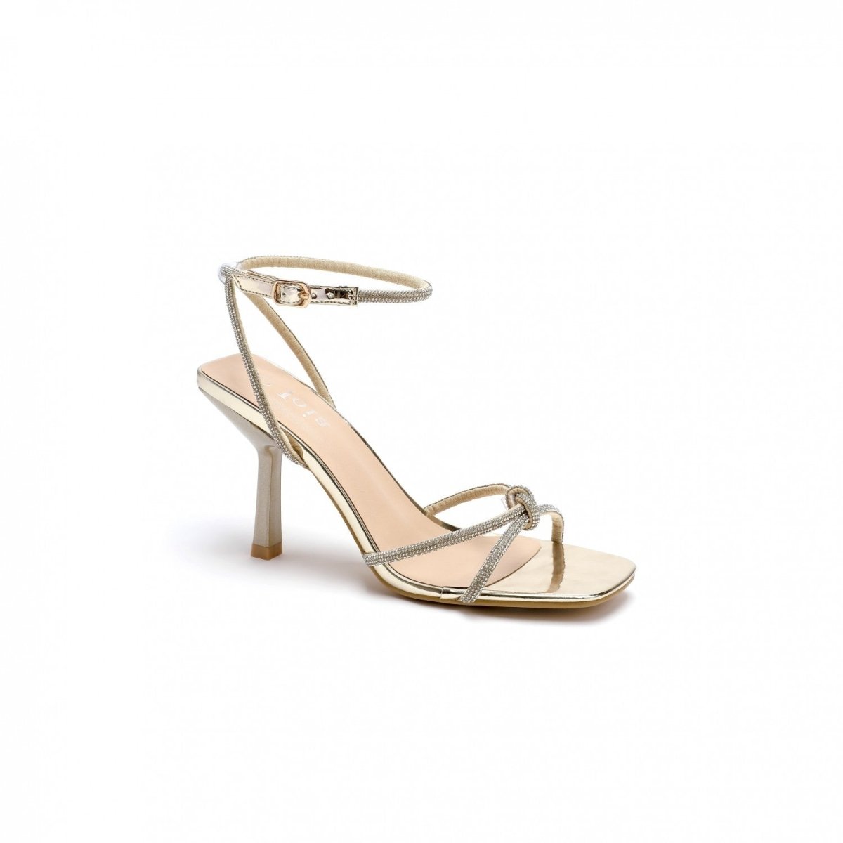 Gold Strappy Diamante High Heel Shoes - Franklins