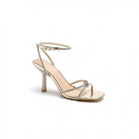 Gold Strappy Diamante High Heel Shoes - Franklins