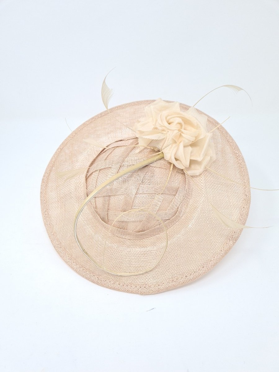 Golden Beige Woven Flower Disc Fascinator - Franklins