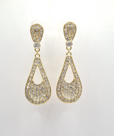 Golden Crystal Diamante Drop Earrings - Franklins