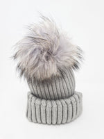 Gray Wool & Fox Pom Pom Hat - Franklins