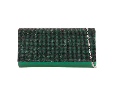 Green Diamante Jewelled Clutch Bag - Franklins