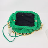 Green Towel Feel Gold Chain Handbag - Franklins