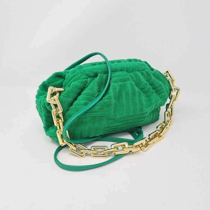 Green Towel Feel Gold Chain Handbag - Franklins