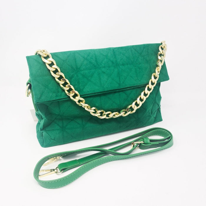 Green Velvet Soft Feel Gold Chain Handbag - Franklins