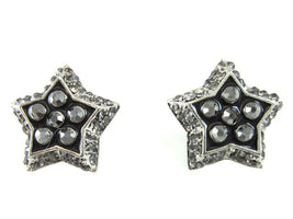 Grey Silver Crystal Star Earrings - Franklins
