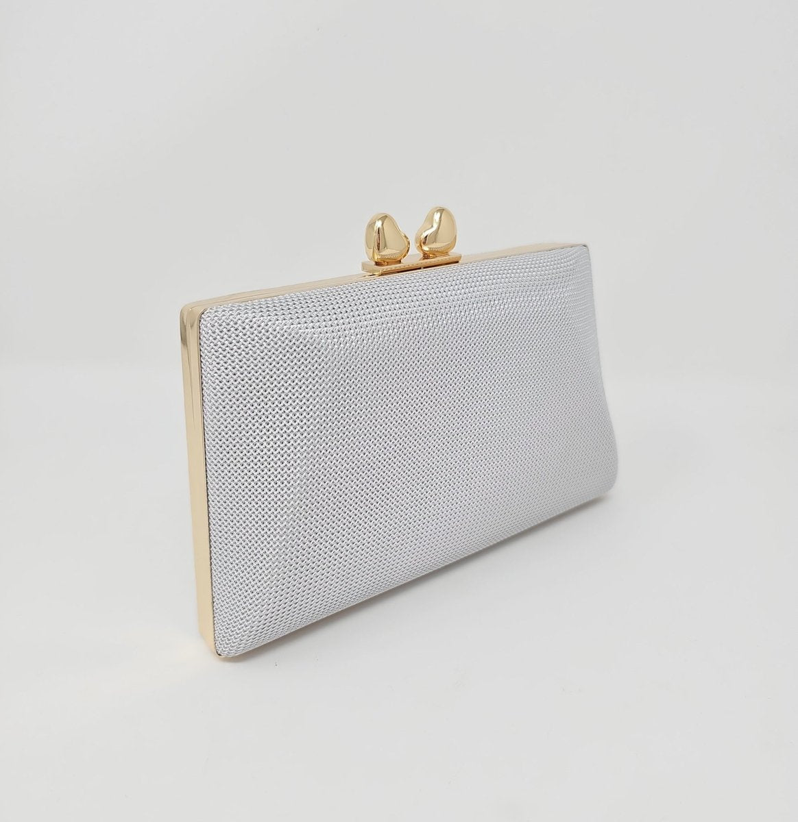 Grey Silver Knit Clutch Bag - Franklins