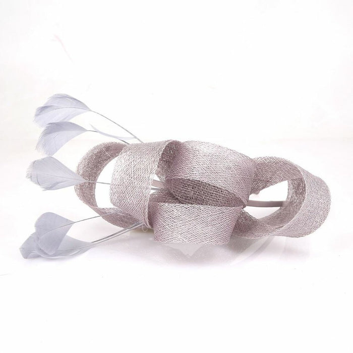 Grey Silver Looped Feather Hairband Fascinator - Franklins