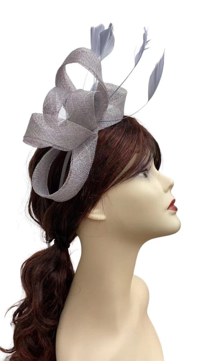 Grey Silver Looped Feather Hairband Fascinator - Franklins