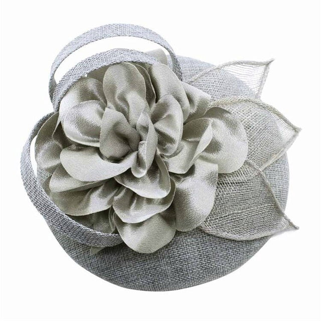 Grey Silver Pillbox Flower Bud Fascinator - Franklins