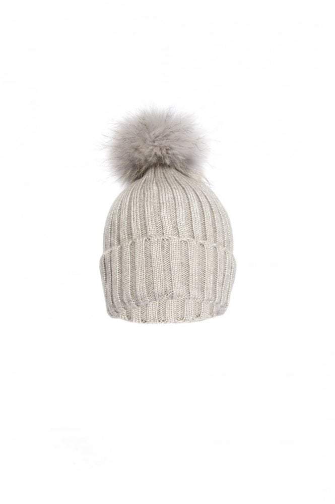 Grey Wool & Fox Pom Pom Hat - Franklins