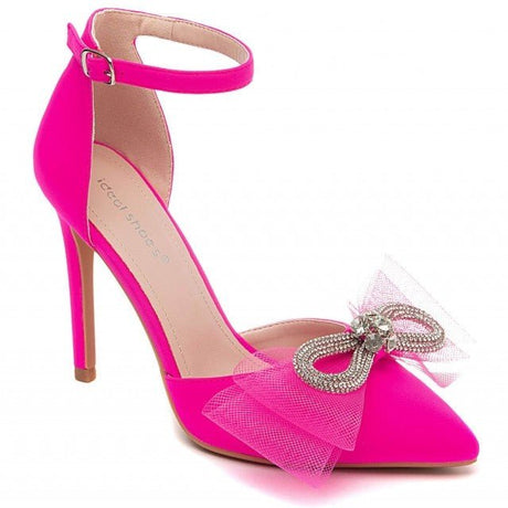 Hot Pink Pointed Toe High Heel Bow Shoes - Franklins