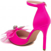 Hot Pink Pointed Toe High Heel Bow Shoes - Franklins