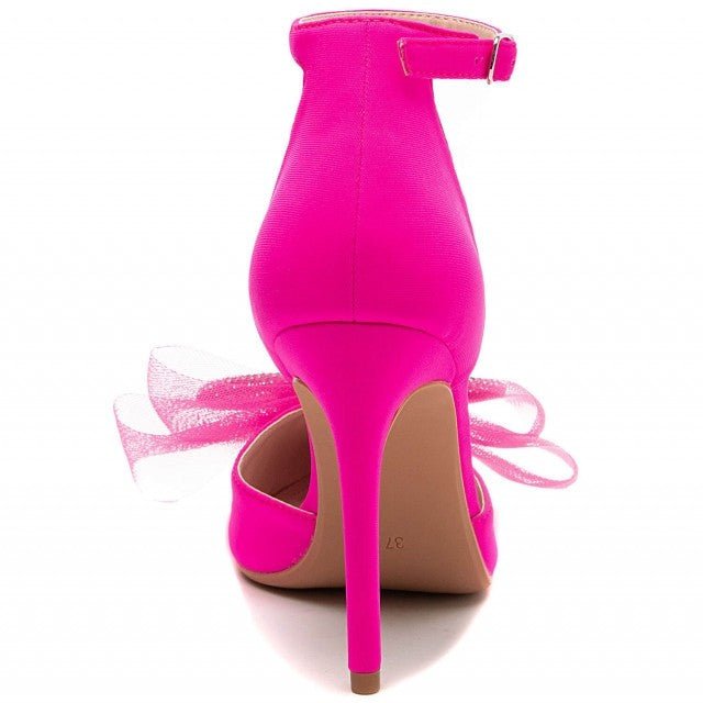 Hot Pink Pointed Toe High Heel Bow Shoes - Franklins