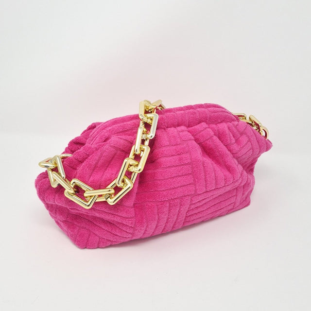 Hot Pink Towel Feel Gold Chain Handbag - Franklins