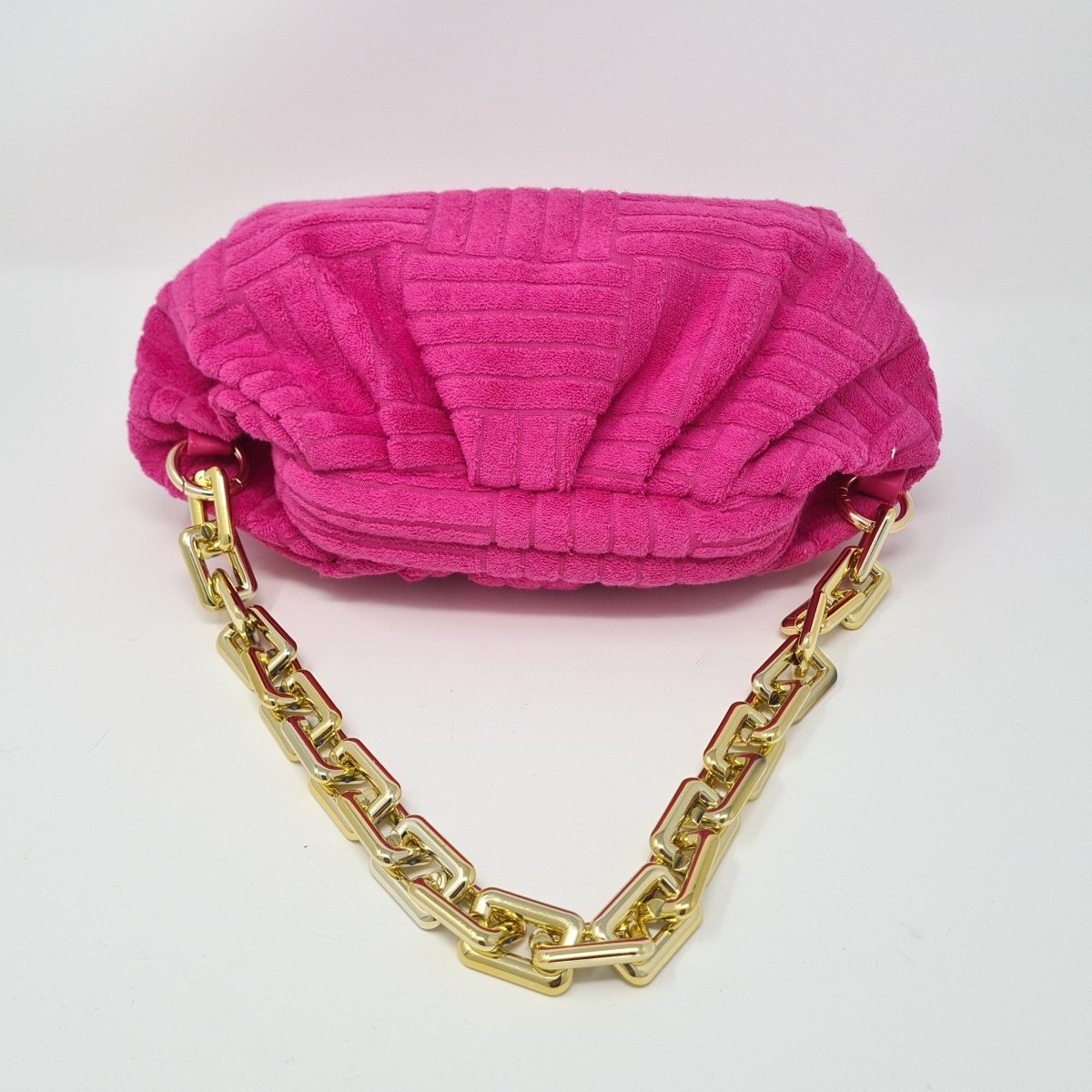 Hot Pink Towel Feel Gold Chain Handbag - Franklins