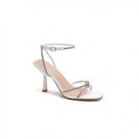 Icy White Strappy Diamante High Heel Shoes - Franklins