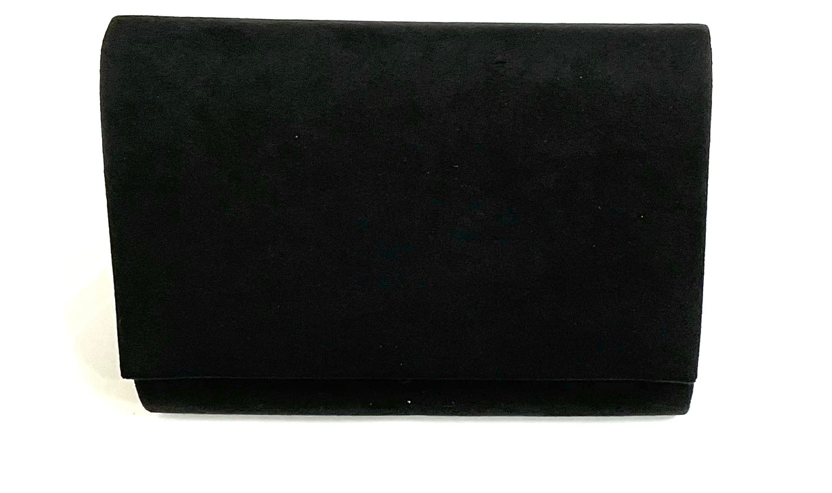 Jet Black Suede Box Clutch Bag