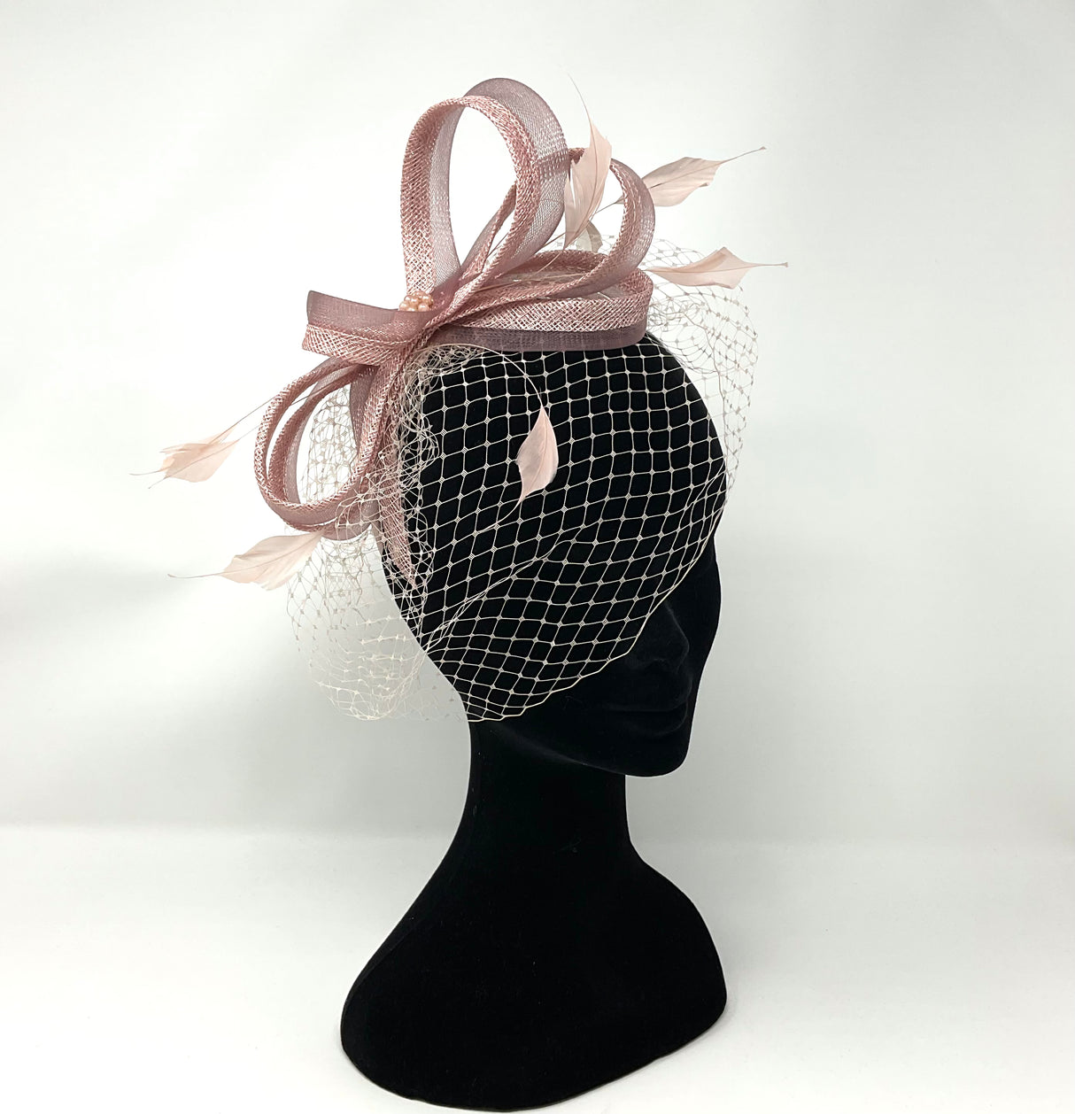 Rose Fascinator with Net Face Veil