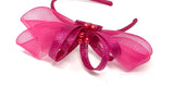 Magenta Pink Bead Bow Loop Hairband Fascinator