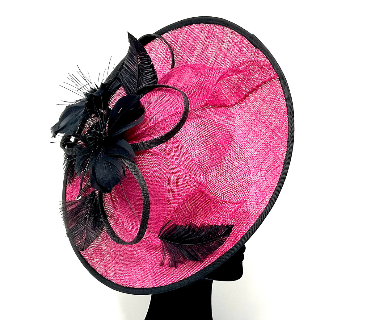 Fuchsia & Black Disc Fascinator