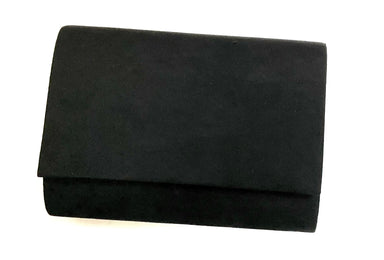Jet Black Suede Box Clutch Bag