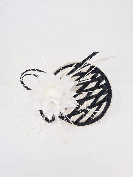 Ivory & Black Lattice Disc Fascinator - Franklins