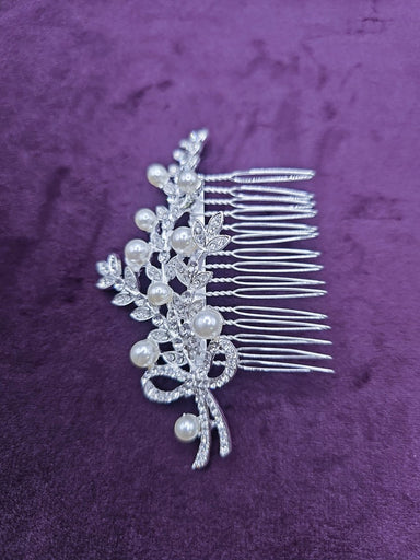 Ivory Pearl Flower Petal & Crystal Hair Comb - Franklins