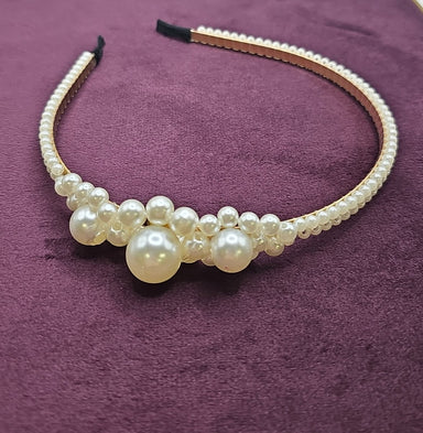 Ivory Pearl Jewelled Gold Hairband - Franklins