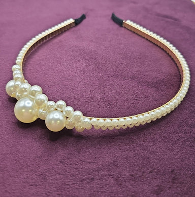 Ivory Pearl Jewelled Gold Hairband - Franklins