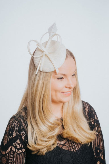 Ivory Pillbox Fascinator With Feather - Franklins
