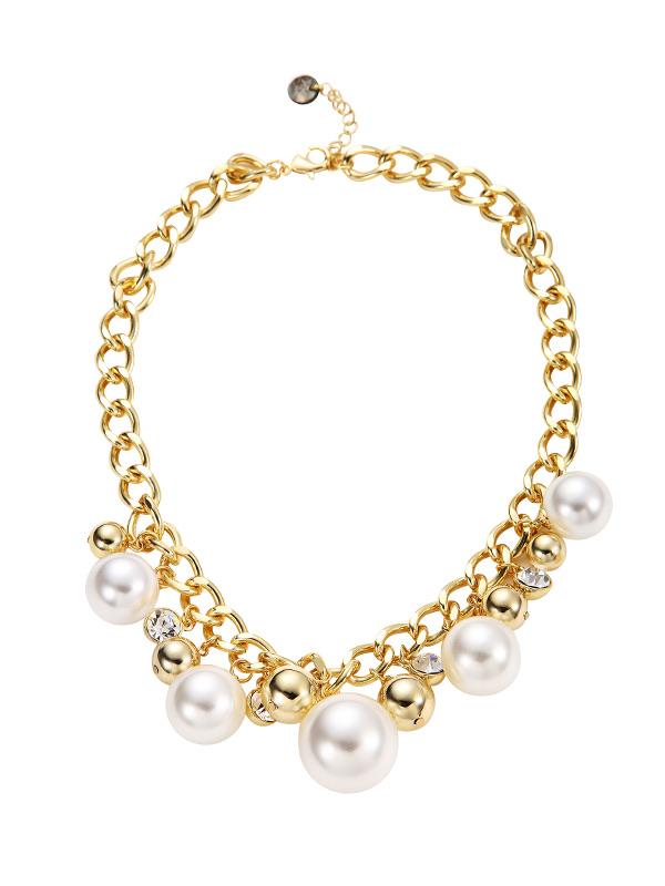 Karen Sampson Chunky Gold Pearl Statement Necklace - Franklins