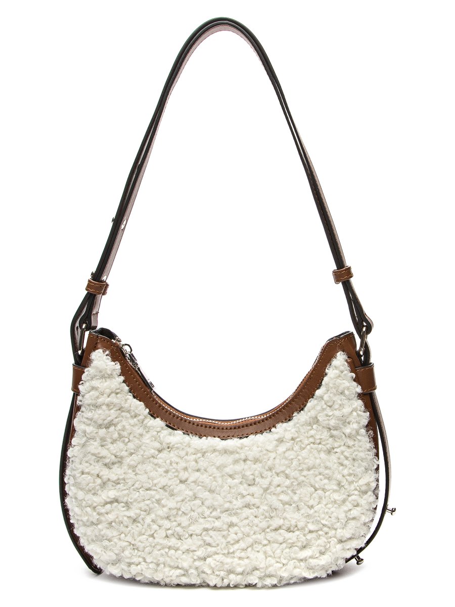 Keddo Couture Cream & Brown Faux Wool Handbag - Franklins