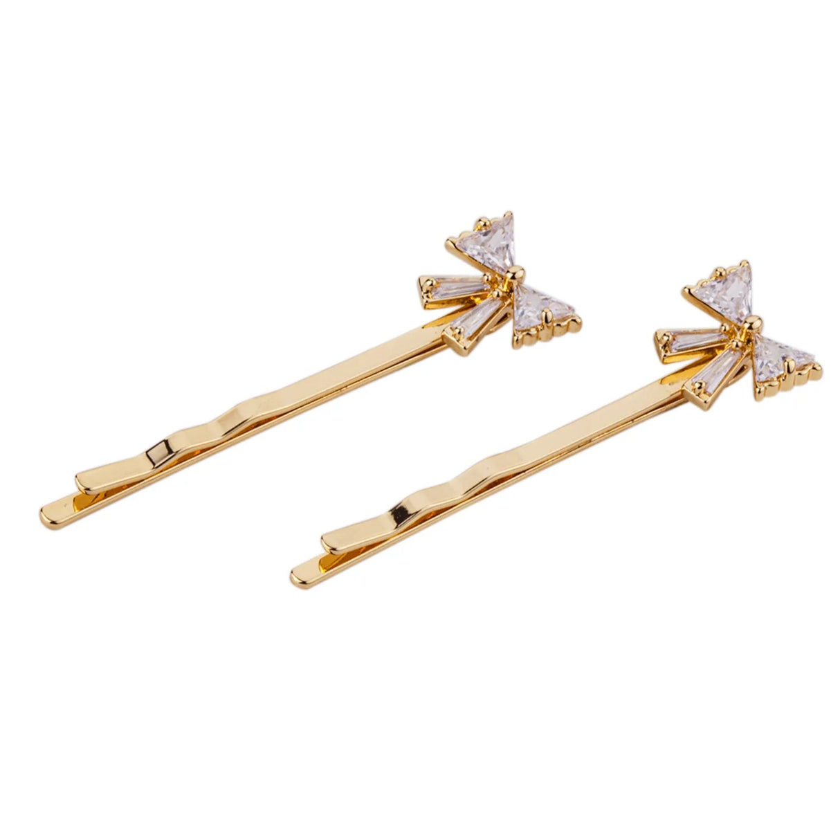 Kylie Gold Crystal Bow Slide Hair Clips (2) - Franklins