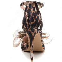 Leopard Print Pointed Toe High Heel Bow Shoes - Franklins