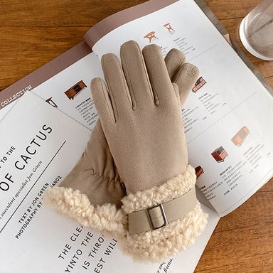 Light Beige Wool Trimmed Gloves - Franklins