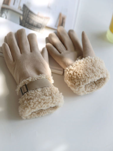 Light Beige Wool Trimmed Gloves - Franklins