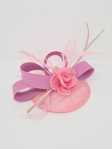 Light Pink/Purple Flower & Feather Slide Fascinator - Franklins