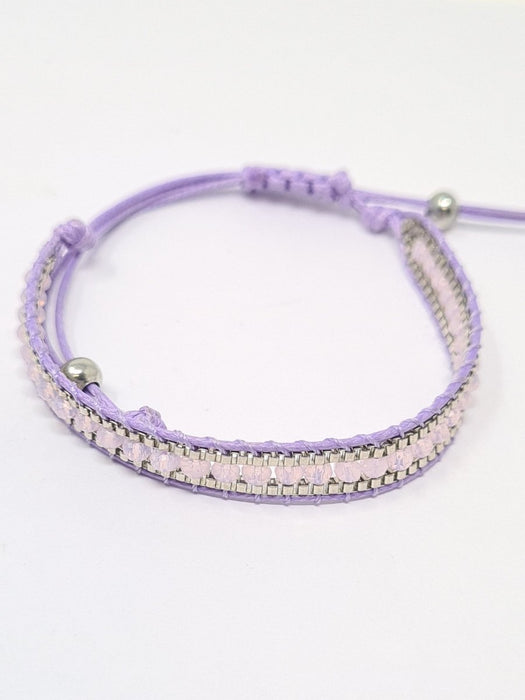 Lilac Purple Beaded Corded Bracelet - Franklins
