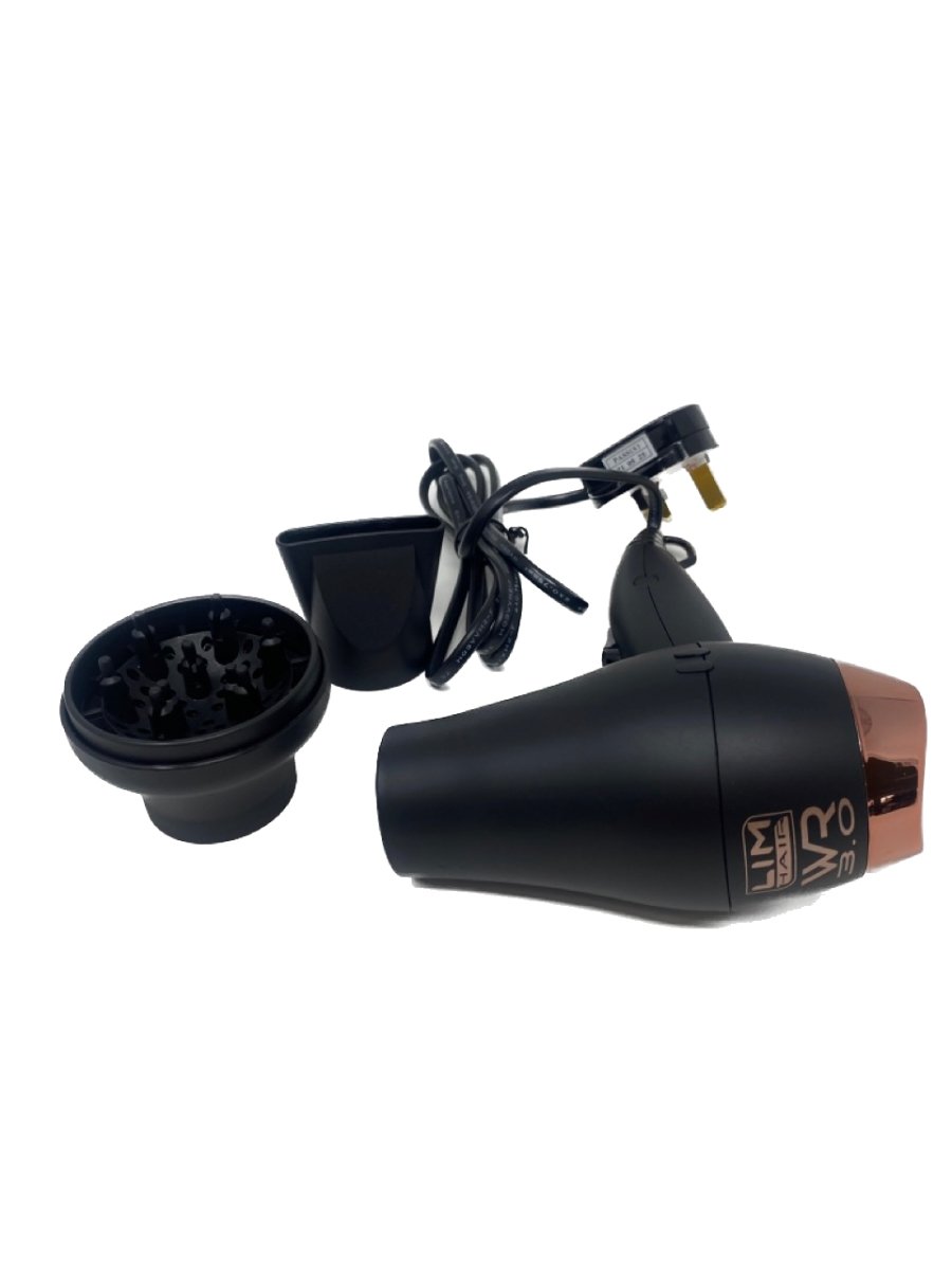 Lim Hair WR 3.0 Black Rose Gold Travel Hair Dryer & Brush Set - Franklins