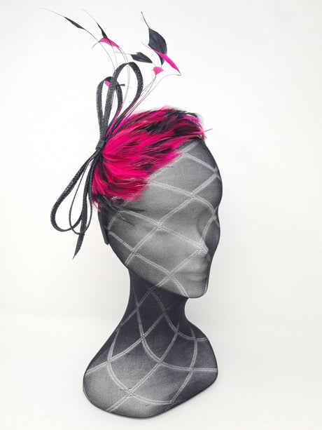 Magenta & Black Feather Hairband Fascinator - Franklins