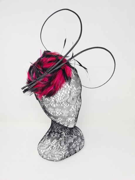 Magenta & Black Feather Hairband Fascinator - Franklins