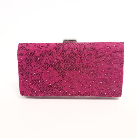 Magenta Red Diamanté Jewelled Clutch Bag - Franklins