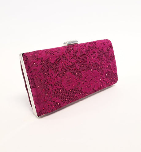 Magenta Red Diamanté Jewelled Clutch Bag - Franklins